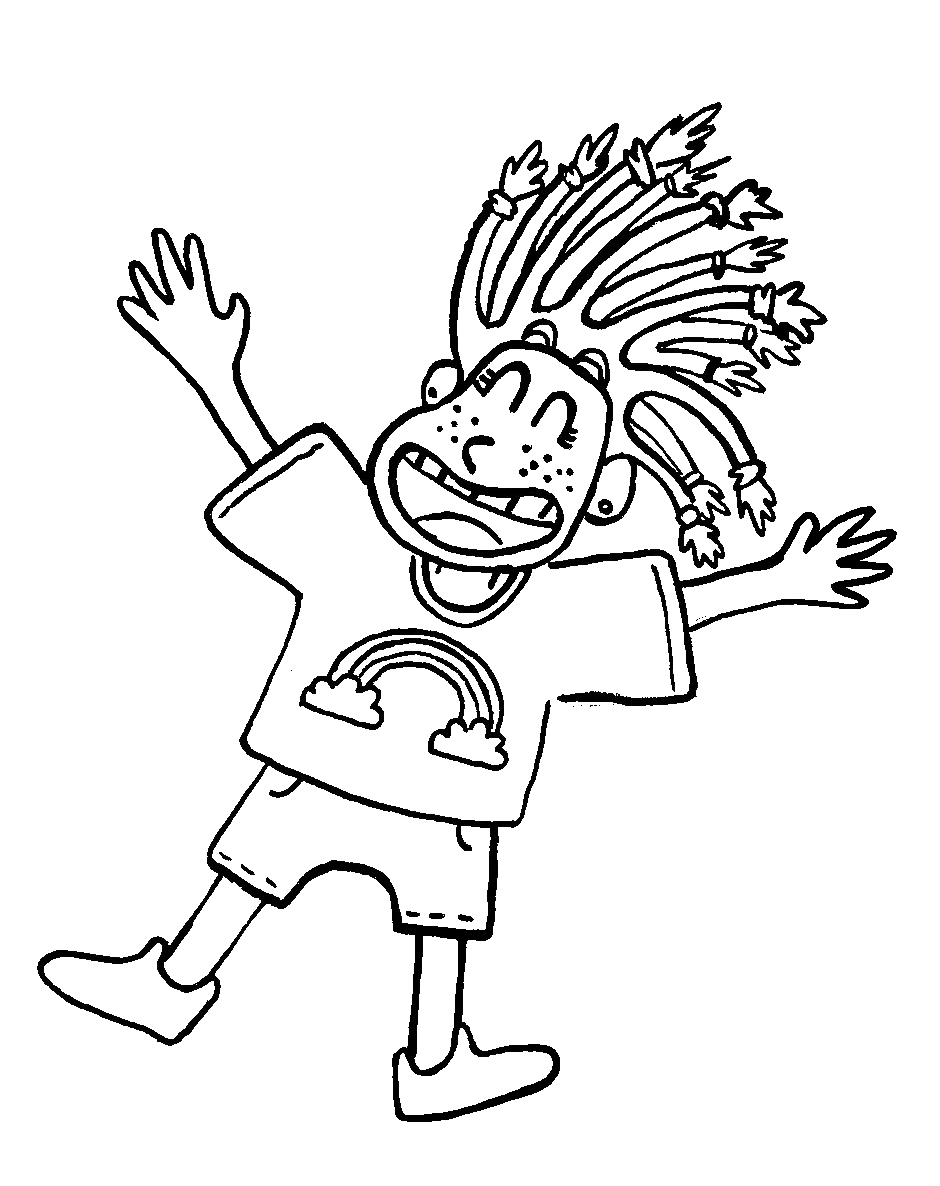 Drawing of a smiling girl 'Joy'.